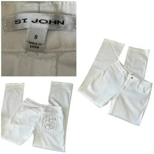 ST JOHN Woman's White Boot Cut Five Pocket Jeans Pants Size 8 134202